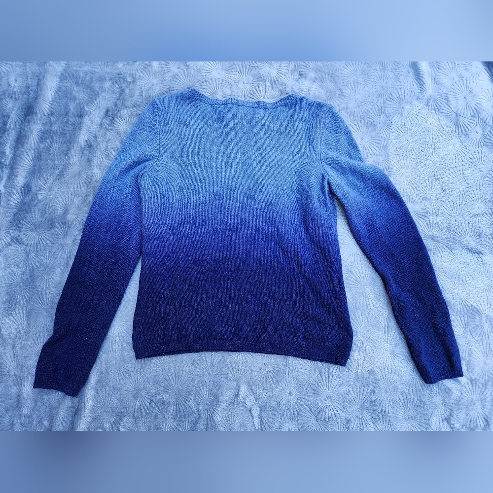 Vintage Ralph Lauren Women's L Sweater Lambs Wool Angora Blue Ombre Tie Dye - Picture 4 of 5